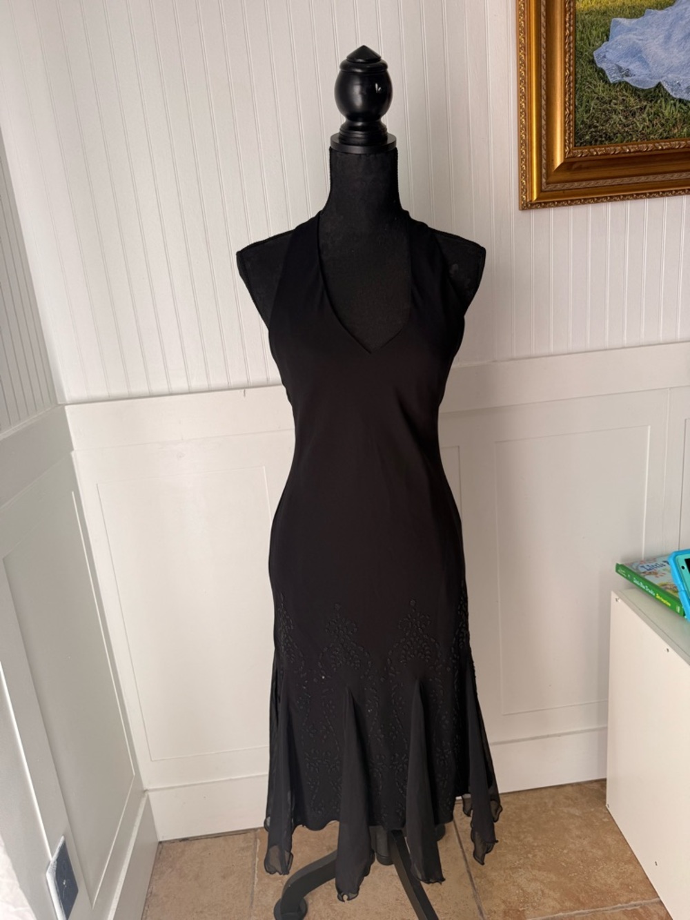 SL Fashions Black Backless V-Neck Sleeveless Dress